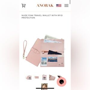 ANORAK Nude Pink 100% Saffiano leather Travel Wallet with RFID Protection